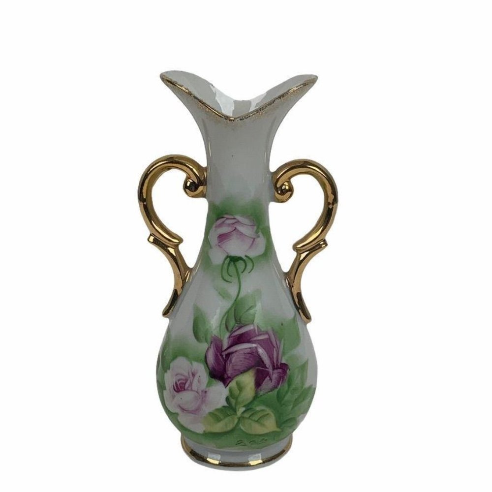 Royal Carlton Handpainted Bud Vase Vtg Rose Signed